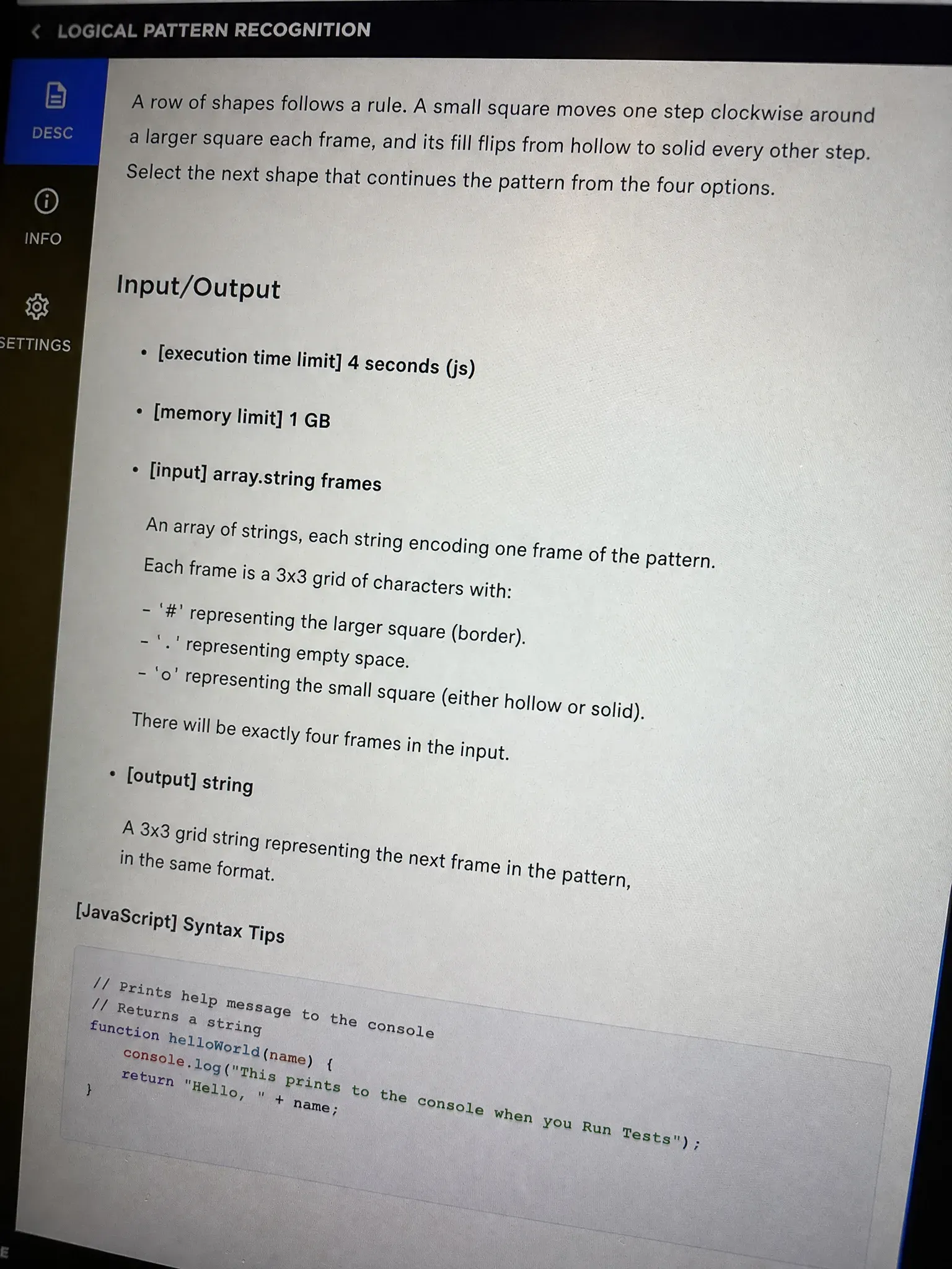 CodeSignal OA question 1 — Logical Pattern Recognition