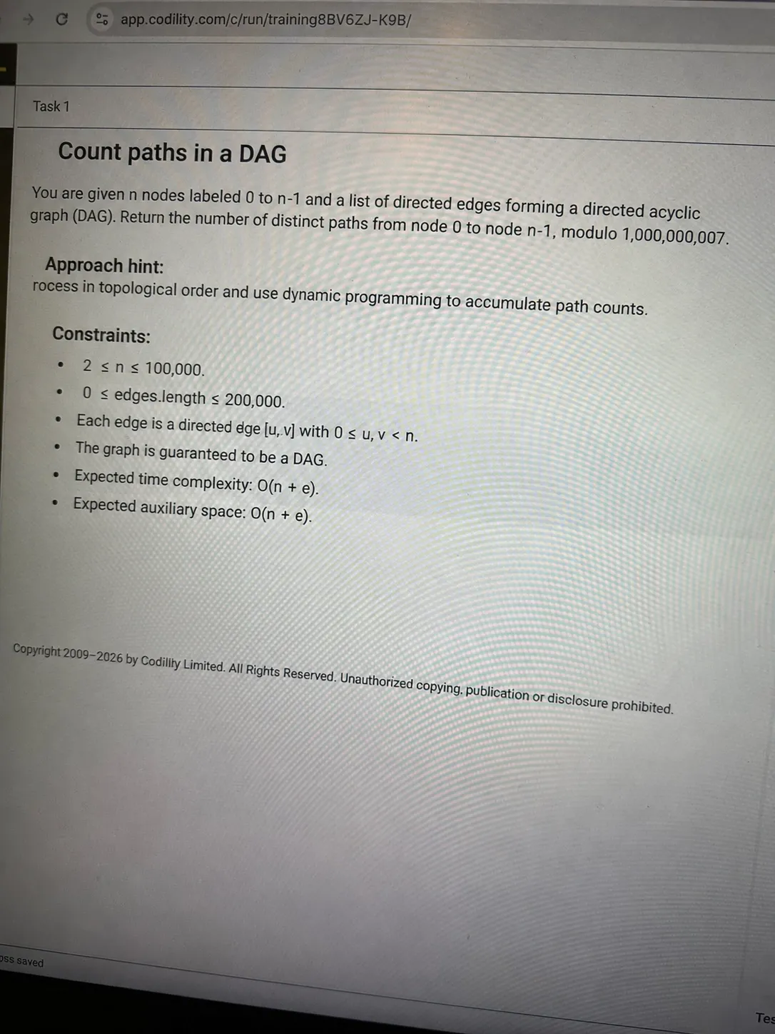 DP graph problem as shown in the DRW Codility OA