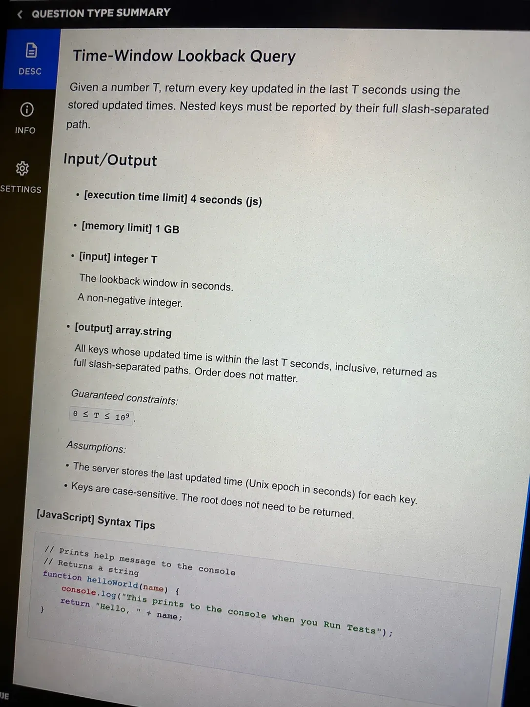 CodeSignal OA question 4: Time-Window Lookback Query