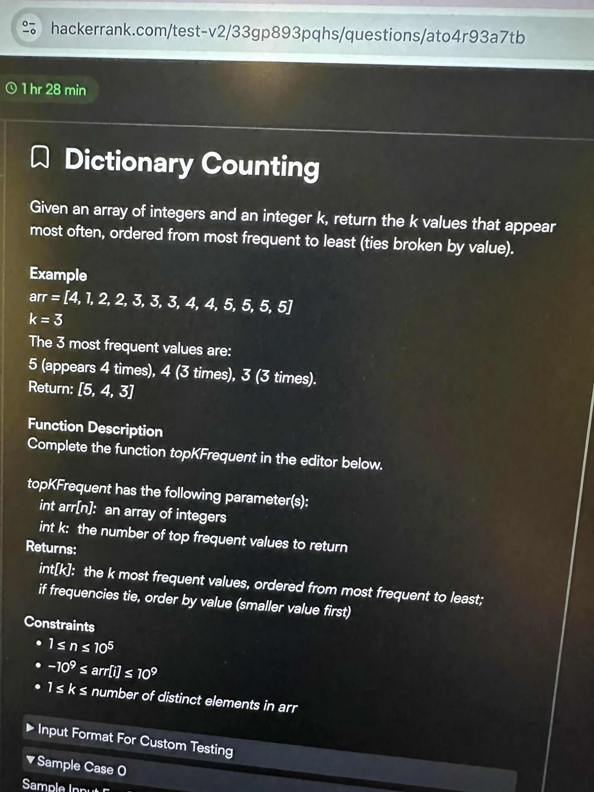 HackerRank OA question 1: Dictionary Counting