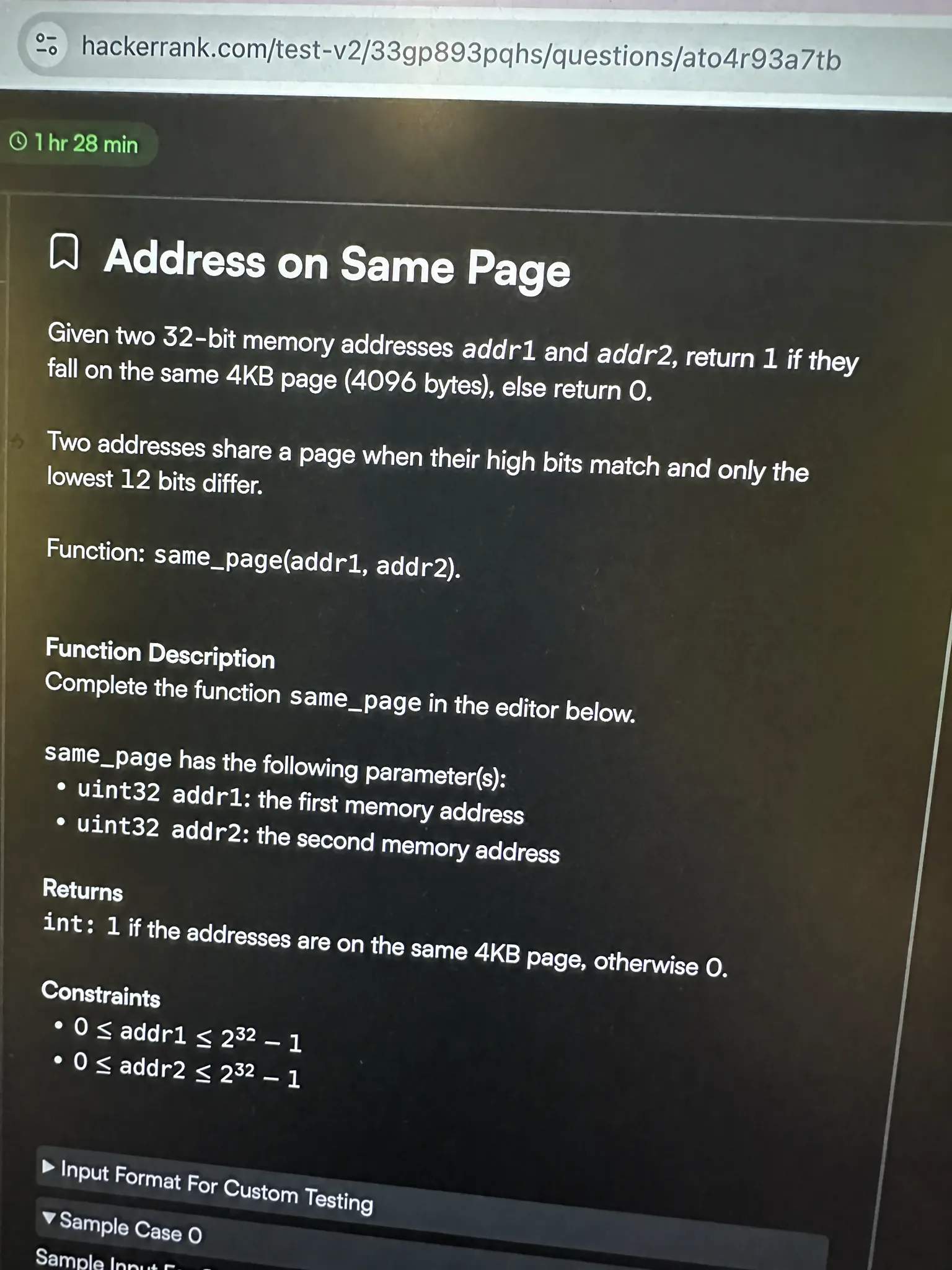 HackerRank OA question 1 : Address on Same Page