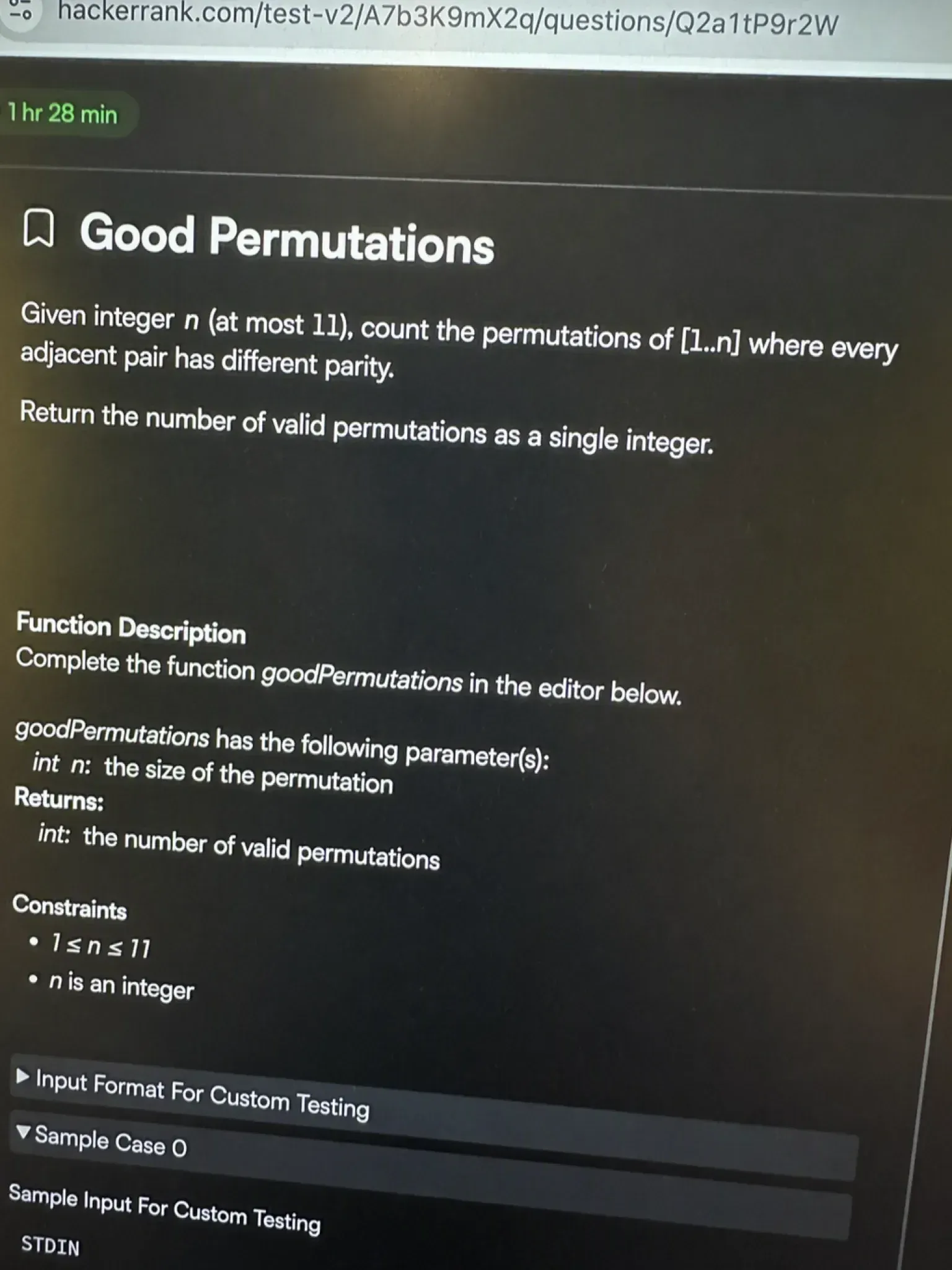 HackerRank OA question 2 — Good Permutations