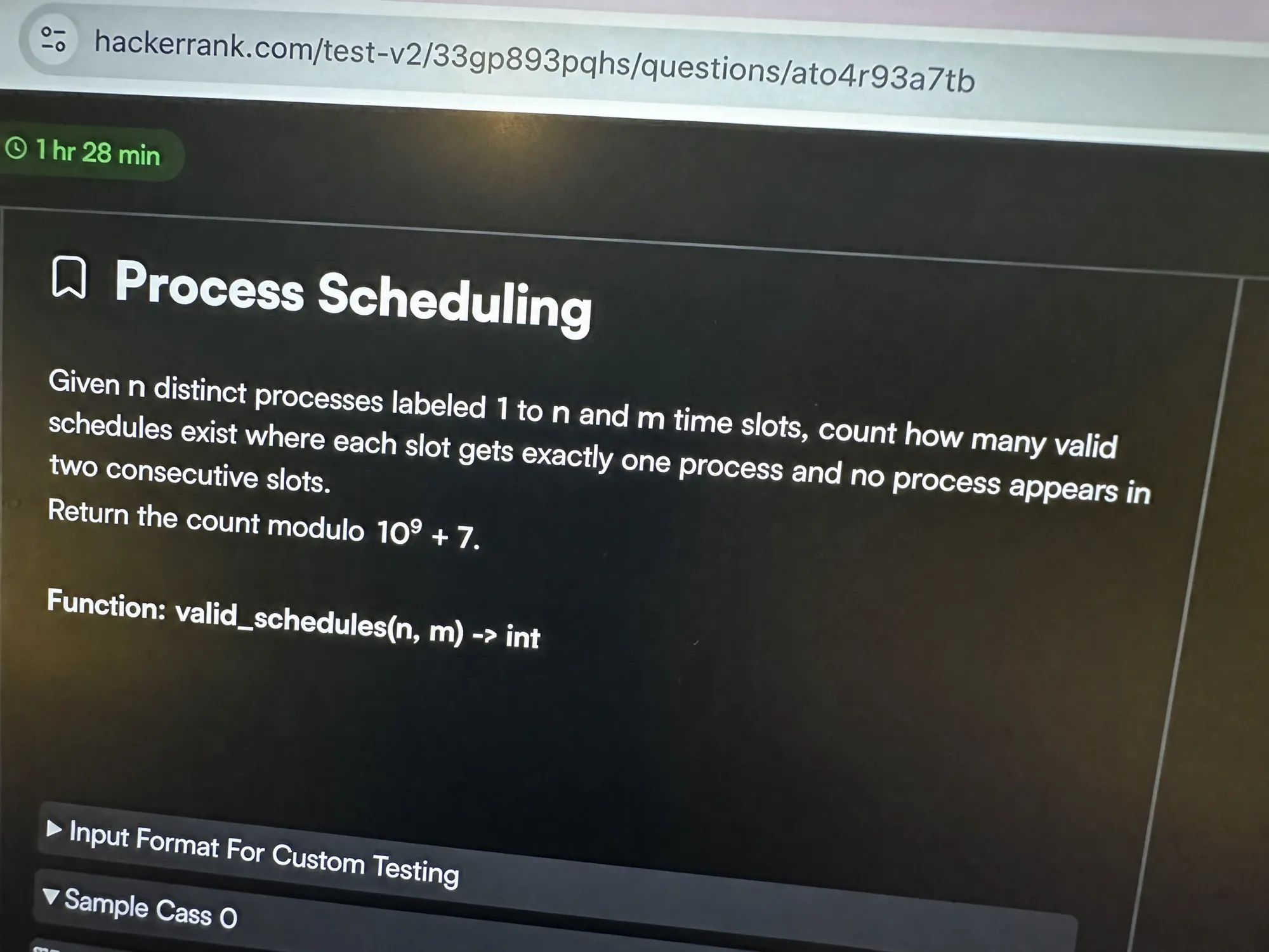 HackerRank OA question 2 — Process Scheduling