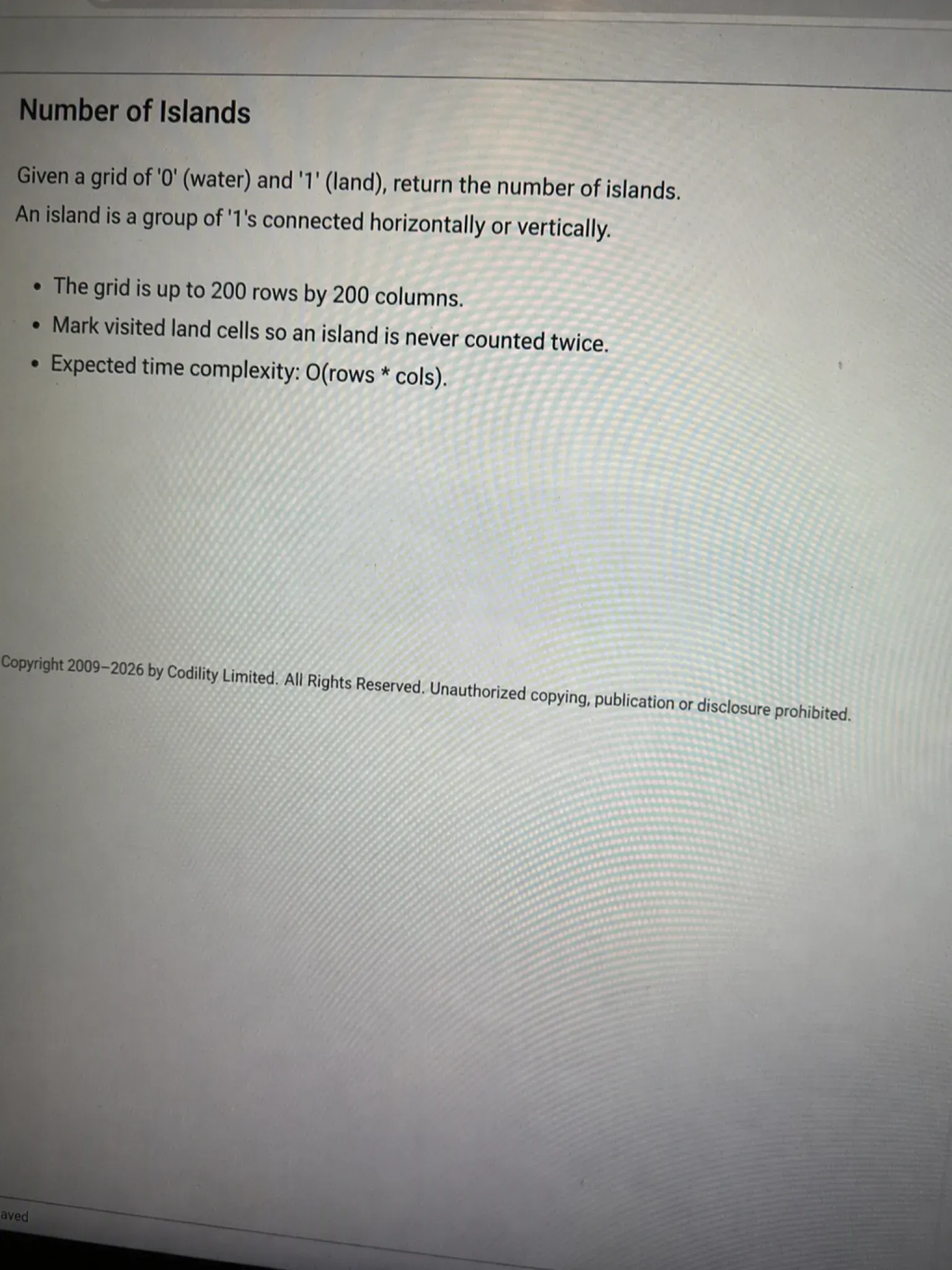Codility OA question 2: Number of Islands