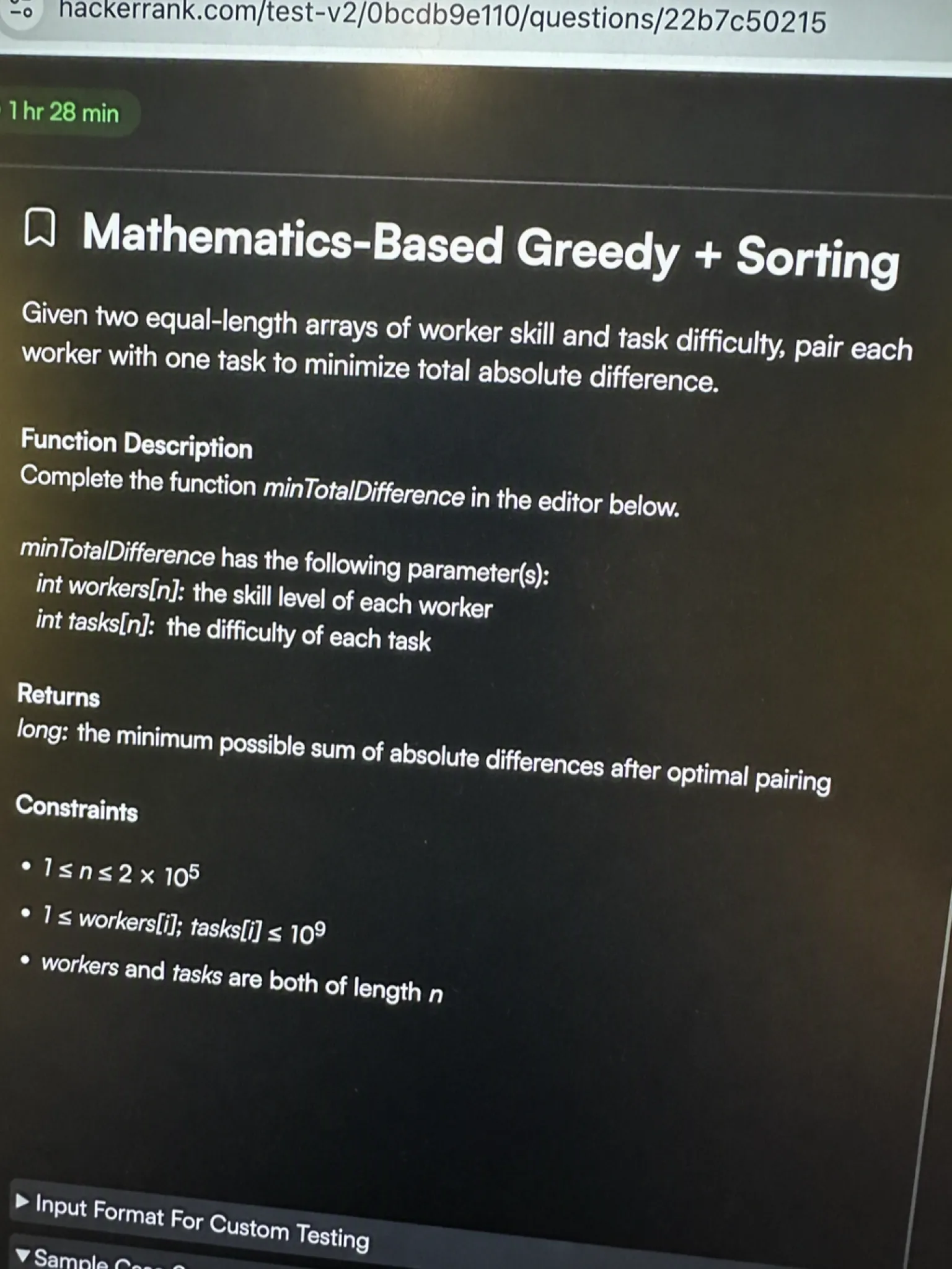 HackerRank OA question 3: Mathematics-Based Greedy + Sorting