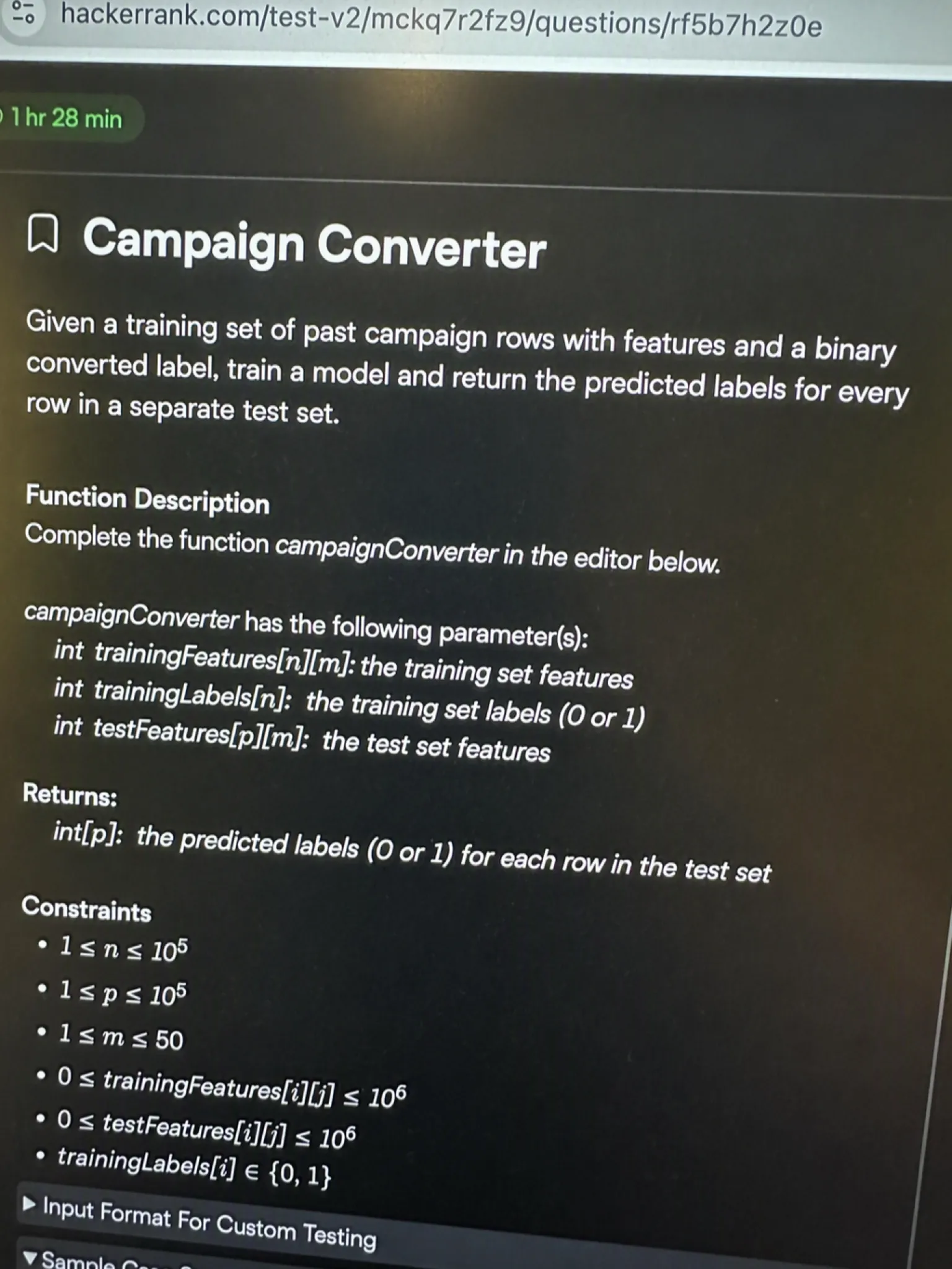 HackerRank OA question 3, Campaign Converter