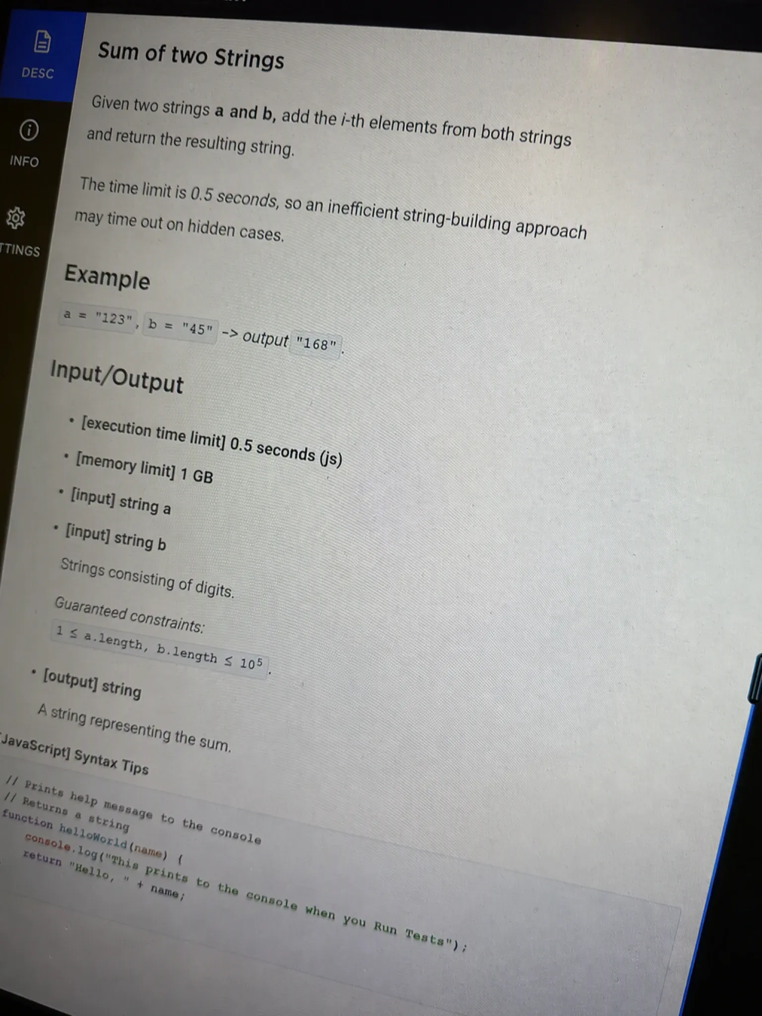 Netflix CodeSignal Sum of two Strings problem