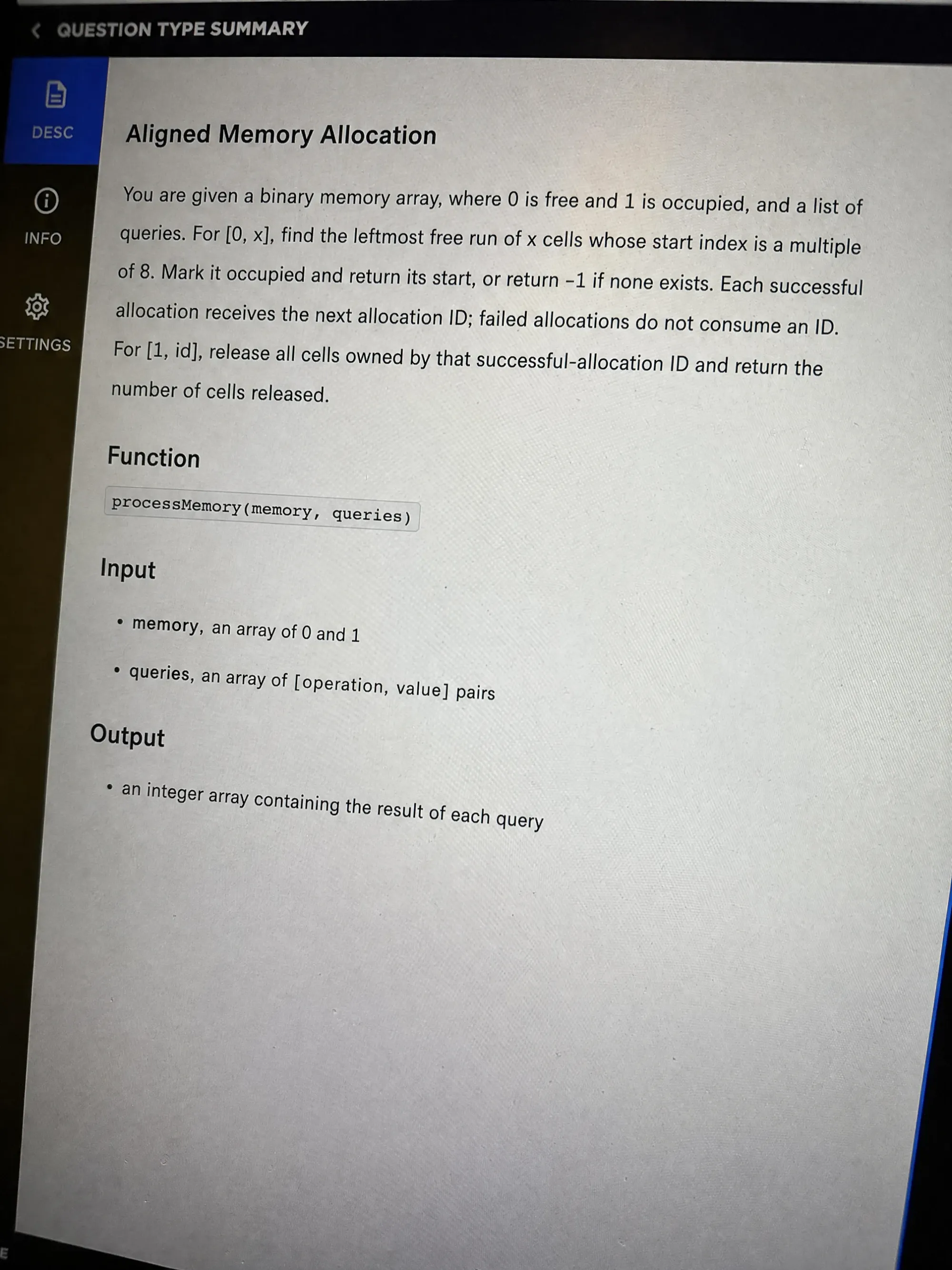 CodeSignal OA question 1: aligned memory allocation