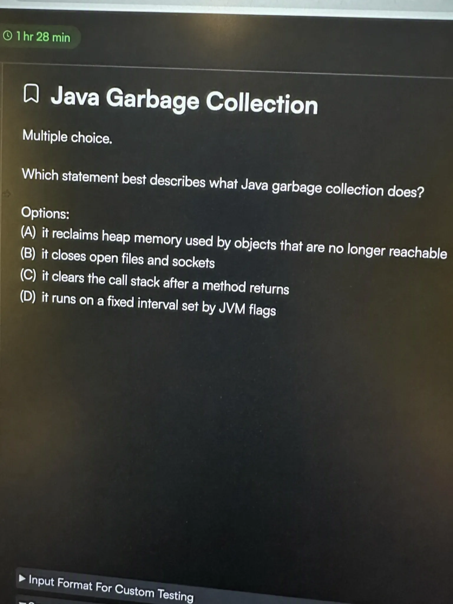 HackerRank OA question 1: Java Garbage Collection