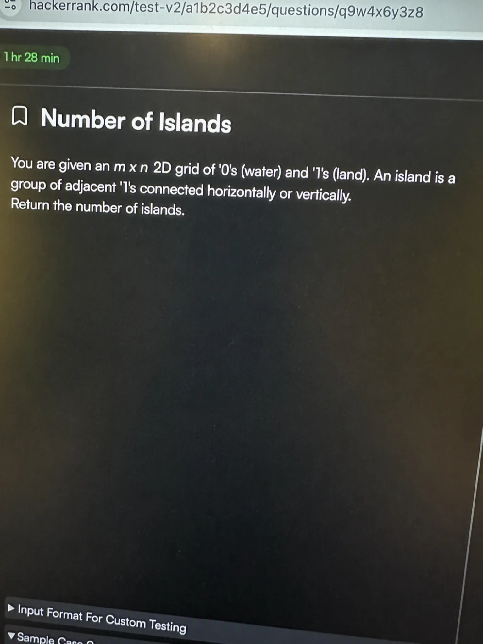 HackerRank OA question 3: Number of Islands