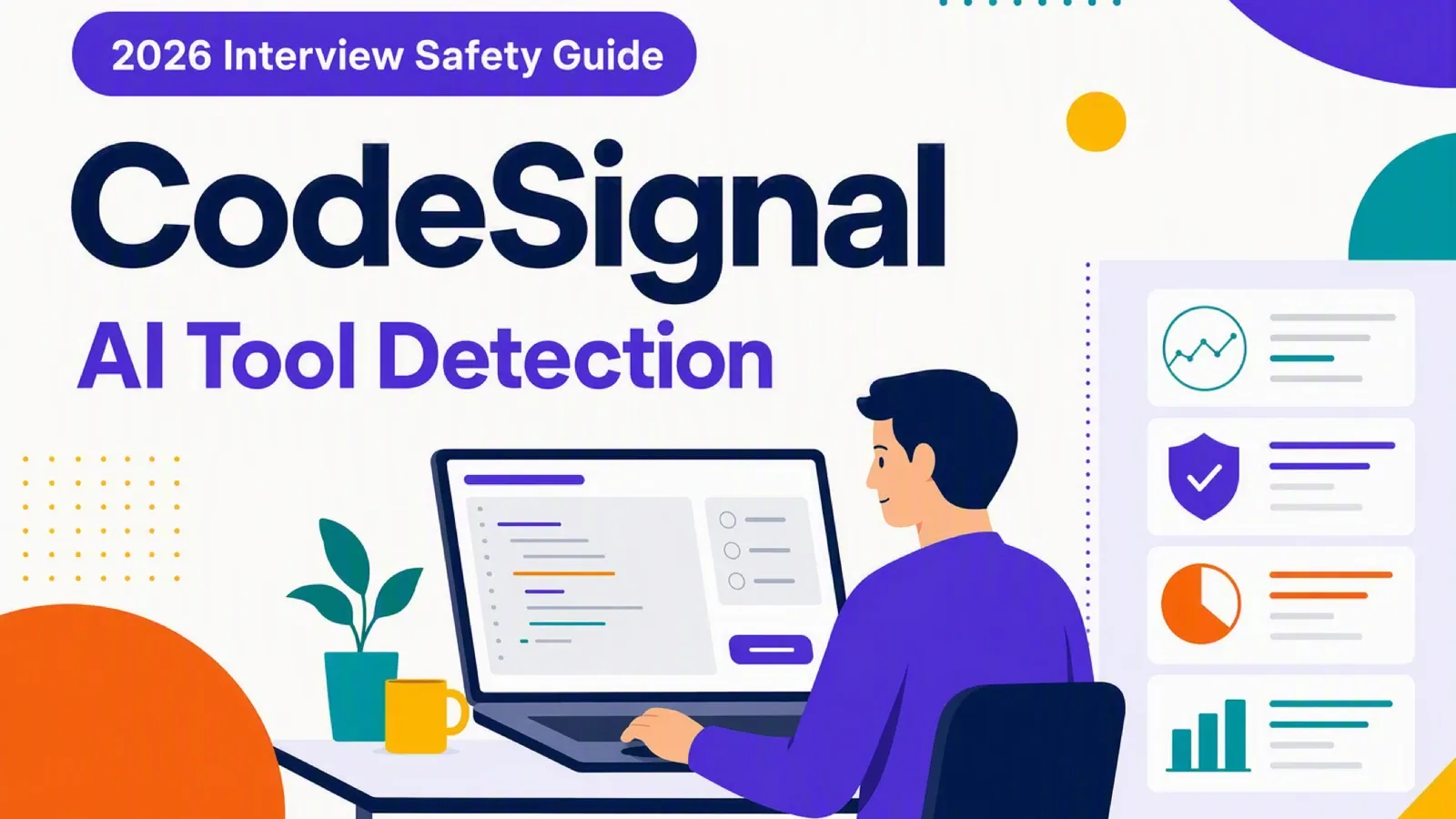 CodeSignal AI tool detection guide showing a candidate, assessment screen, and review signals