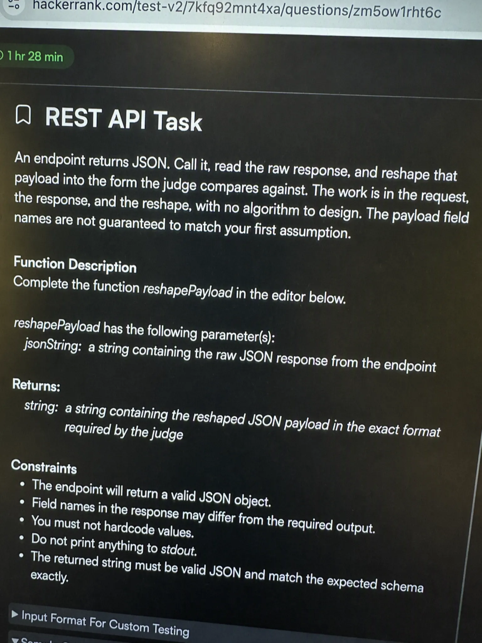HackerRank OA question 3: REST API Task