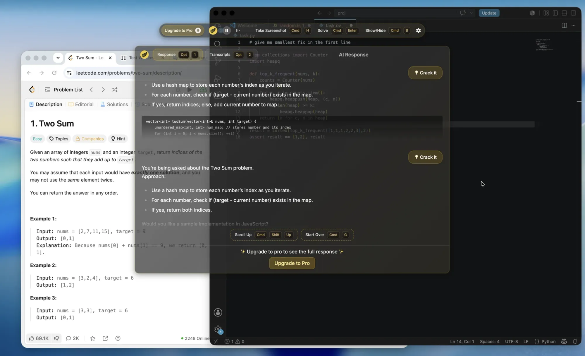 Interview Coder choosing the wrong context on a mixed coding screen