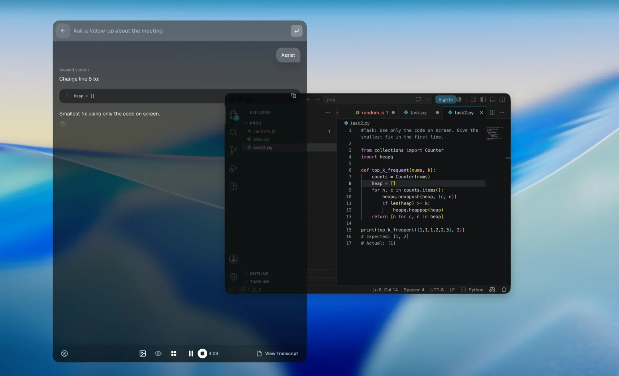 Cluely suggesting the wrong smallest coding fix