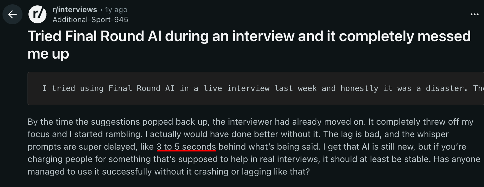 Reddit report describing a 3–5-second delay