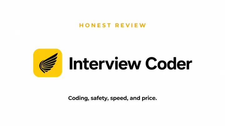 Interview Coder honest review cover with the official yellow wing logo